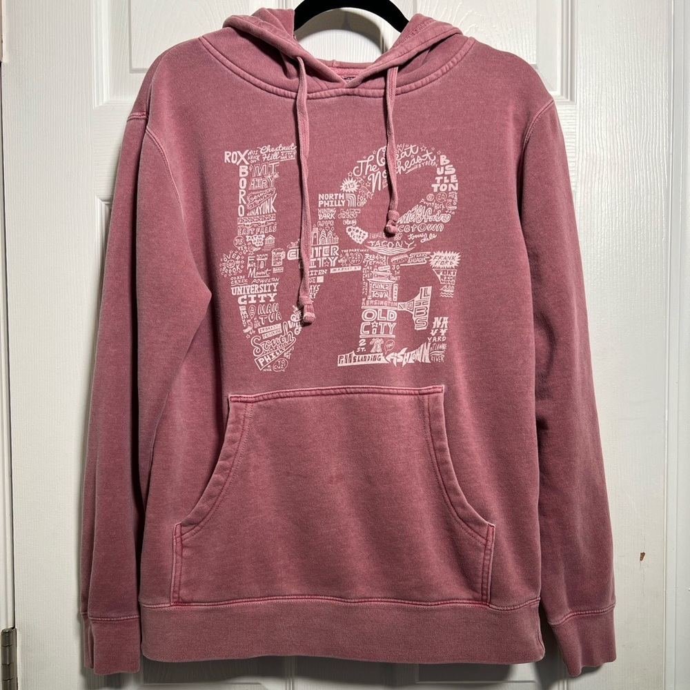 Pullover Hoodie Sweatshirt - Dusty Rose with Graphic